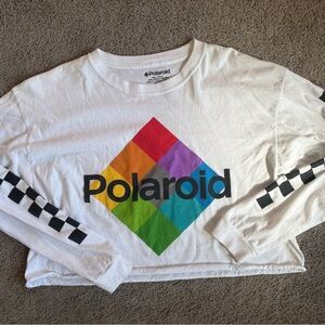 Polaroid White Long Sleeve Tee with Colorful Logo